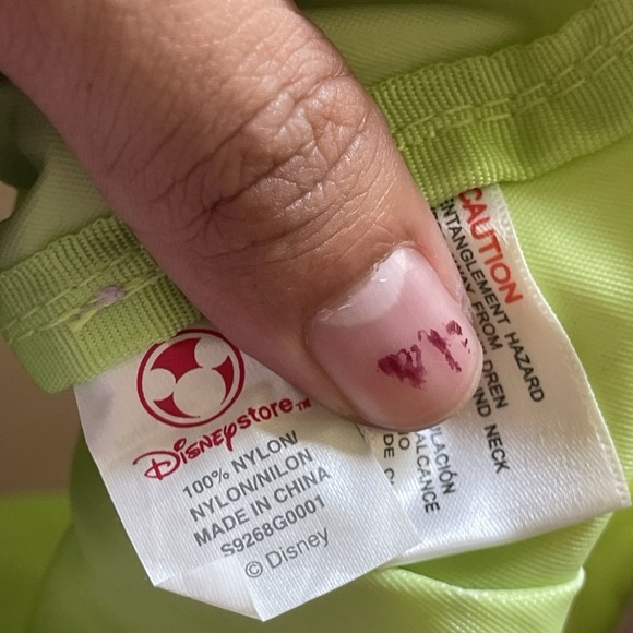 Disney Store Tink Lime Green Lavender Canvas Nylon Draw String Back Pack Tote - Picture 10 of 10